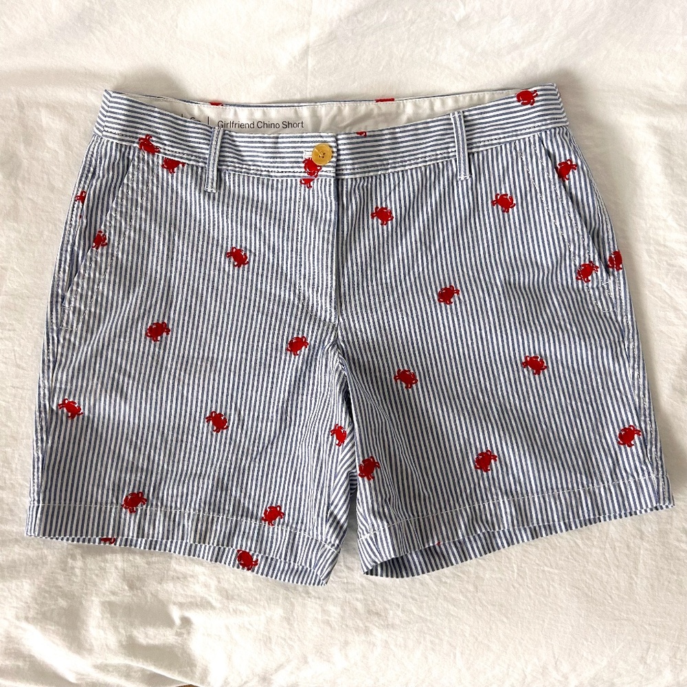 Talbots Women's 6" Crab Girlfriend Striped Chino Shorts Size 6P